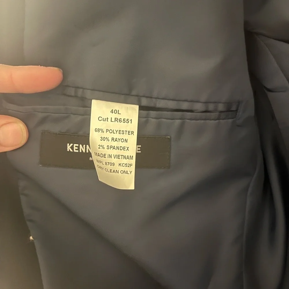 Blue Kenneth Cole Satin Lined Blazer 40L